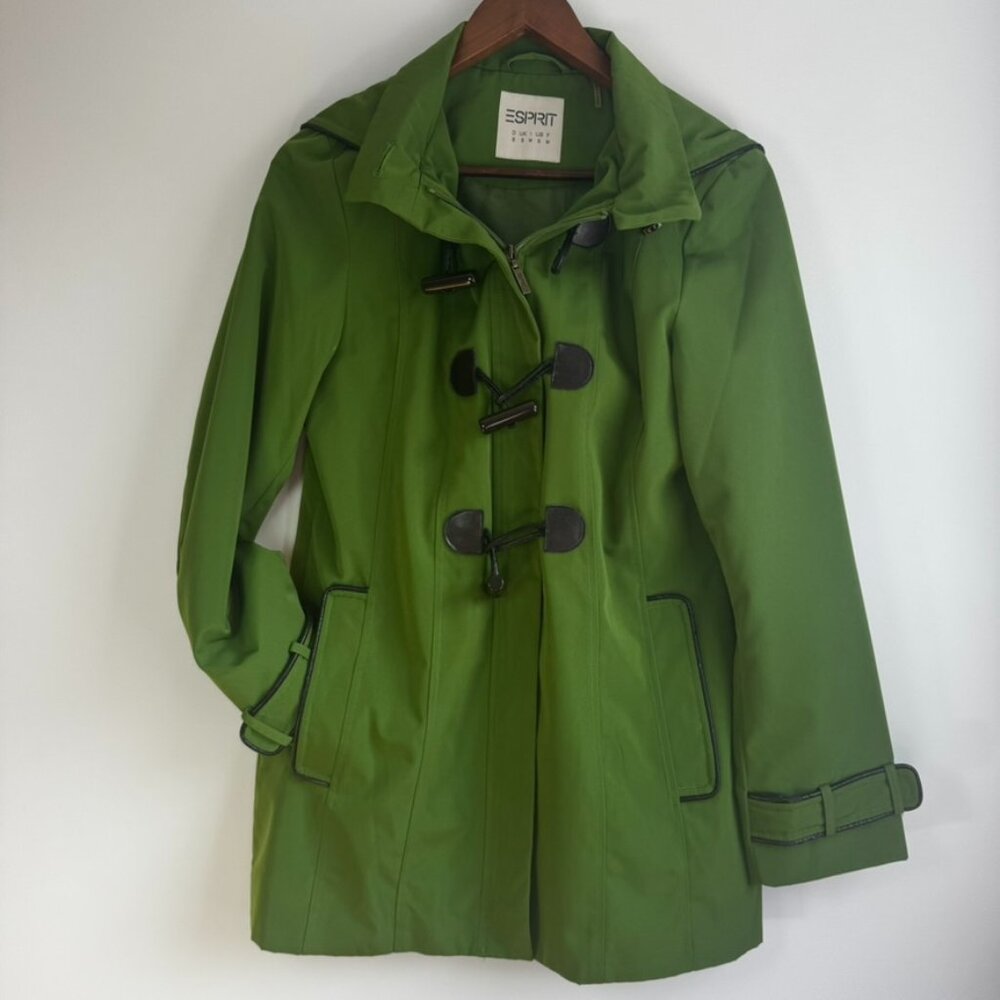 Espirit Women's Raincoat Statement Trench Coat Spring Green Y2K Size S